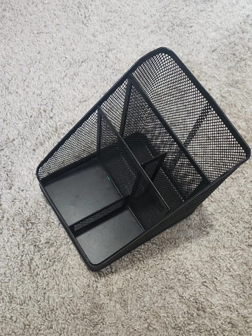 Black Mesh Desk Organizer - Multi-Compartment Home Storage